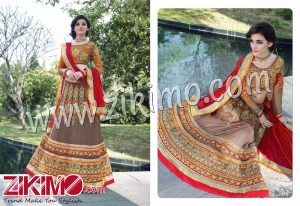 Kesari 206 Grey Red Net and Pure Silk Semi Stitched Wedding lehenga Choli