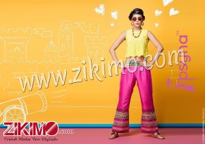 Zikimo Magenta Soft Mudal With Embroidery with Pockets Inner Palazo/Leggings