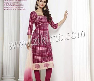 Zikimo LT66009White and Dark Pink Embroidered Cotton Un-stitched Chudidar Suit with Chiffon Dupatta 1 Zikimo LT66009White and Dark Pink Embroidered Cotton Un-stitched Chudidar Suit with Chiffon Dupatta