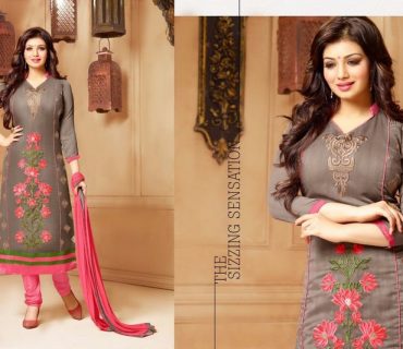 ZIKIMO Myriaam 128GrayBrown and Pink Designer Embroiderd Chanderi Cotton Un-stitched Party Wear Straight Suit 1 ZIKIMO Myriaam 128GrayBrown and Pink Designer Embroiderd Chanderi Cotton Un-stitched Party Wear Straight Suit