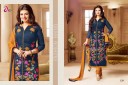 ZIKIMO Myriaam 129 TealBlue and DullOrange Designer Embroiderd Chanderi Cotton Un-stitched Party Wear Straight Suit