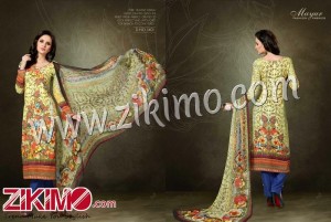 Muse 1401 Pure Pashmina Yellow Blue Digital Printed embroidered Party Wear Straight Suit