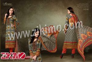 Muse 1405 Pure Pashmina Dark Orange Grey Digital Printed embroidered Party Wear Straight Suit