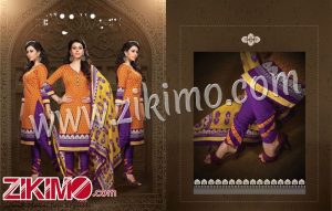 Zikimo Nakshatra 1002 Orange and Purple Daily Wear Heavy Banglori Printed Salwar Suit