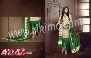 Zikimo Nakshatra 1007 Ivory and Green Daily Wear Heavy Banglori Printed Salwar Suit