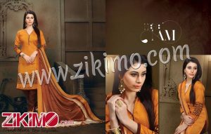 Zikimo Nakshatra 1012 OrangeYellow and ChocolateBrown Daily Wear Heavy Banglori Printed Salwar Suit