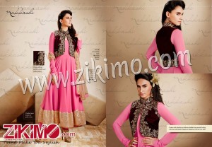 Nakkashi 11026 Pink Art Silk Embroidered Wedding Wear Jacket Style Anarkali Suit