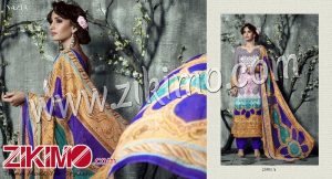 Zikimo Naziya 25801A IndigoBlue and Multicolor Winter Wear Digital Printed Pashmina Straight Suit