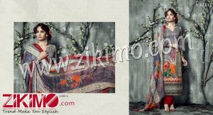 Zikimo Naziya 25804A Charcoal and DarkRed Winter Wear Digital Printed Pashmina Straight Suit