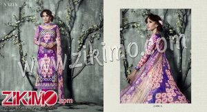 Zikimo Naziya 25806A IndigoBlue and Purple Winter Wear Digital Printed Pashmina Straight Suit
