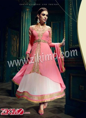 Royal Palace 9001 PINK & OFF WHITE GEORGETTE DESIGNER SALWAR KAMEEZ