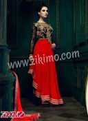 Royal Palace 9003 BLACK & RED GEORGETTE DESIGNER High Low Anarkali Salwar Kameez