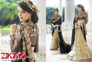 Zikimo 5003 Designer Offer White and Black Embroidery Work Georgette And Net Wedding Party Wear Saree