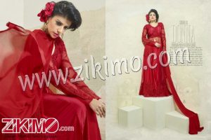 Rutbaa 1004 Wedding/Party Wear Red Anarakli Top With Ghaghra/Lehenga