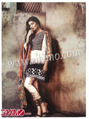 Zikimo Sanna and Safeena 4-B White and Black Embroidered Cotton Satin Party/Daily Wear Designer Suit