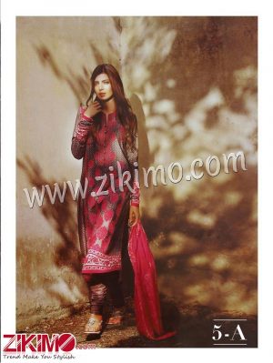 Zikimo Sanna and Safeena 5-A Brown and Pink Embroidered Cotton Satin Party/Daily Wear Designer Suit