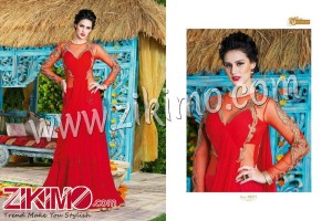 Voilet 4601 Swiss  Red Georgette Wedding/Party Wear Gown