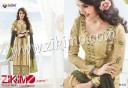 Zikimo Viva828 Beige and DarkOliveGreen Designer Embroidered Satin Cotton Semi-stitched Party Wear/Daily Wear Straight Suit