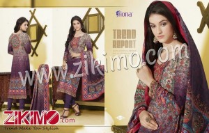 Fiona Zohraa 176 Purple and Multicolor Pashmina Digital Print Un-stitched Straight Suit With Pashmina Dupatta