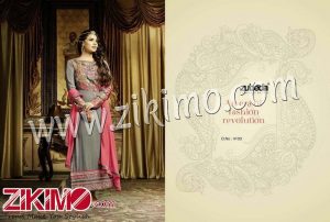 Zikimo Zubeda 4103 Gray and DarkPink Embroidered Georgette Long Semi-stitched Party Wear/Daily Wear Long Straight Suit