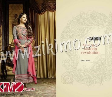 Zikimo Zubeda 4103 Gray and DarkPink Embroidered Georgette Long Semi-stitched Party Wear/Daily Wear Long Straight Suit 1 Zikimo Zubeda 4103 Gray and DarkPink Embroidered Georgette Long Semi-stitched Party Wear/Daily Wear Long Straight Suit