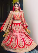 Indian Bridal Red Silk Lehenga Choli at Zikimo