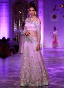 Stylish Lavender Silk Mehendi Sangeet Wedding Lehenga with hand Embroidery at ZIkimo