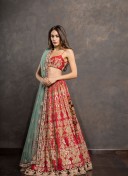 Gorgeous Red Raw Silk Bridal Lehenga Choli at Zikimo