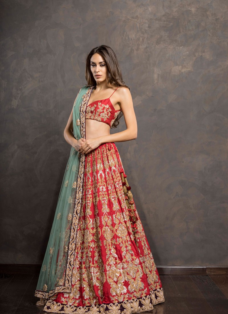 raw silk bridal lehenga