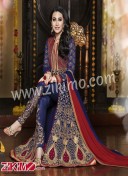 Zikimo Blue Full Emroidered Floor Length Party Wear Anarkali Suit