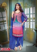 Zikimo Blue Georgette Kitti Style Party Wear Straight Suit