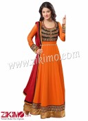 ZIKIMO ORANGE GEORGETTE EMBROIDERY ANARKALI DESIGNER SALWAR SUIT