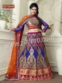 Ambaji Heavy Net Indian Bridal lehenga With  Gota Work Choli and Net Duaptta at Zikimo