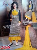 Zikimo 9005 Black and Yellow Georgette Party Wear Semi stitched Party Wear Designer Suit