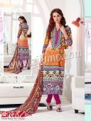 Zikimo Fiza 105Orange and Pink Cotton Satin Party Wear/Daily Wear Un-stitched Straight Suit