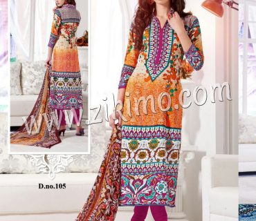 Zikimo Fiza 105Orange and Pink Cotton Satin Party Wear/Daily Wear Un-stitched Straight Suit