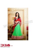Zikimo Hameera51003 Red and ParrotGreen Velvet Party Wear/Wedding Un-Stitched Anarkali Style Lehenga Choli