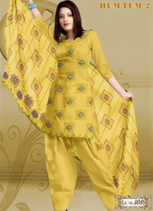 TurmericYellow 508 Karachi Cotton Un-stitched Dress Material At Zikimo