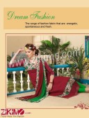 Zikimo JingleBell 1011Maroon and Green Party Wear Chanderi Bhagalpuri Straight Suit