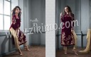 Designer Embroidered 2607 Maskeen Maroon Velvet Pants Suit at Zikimo