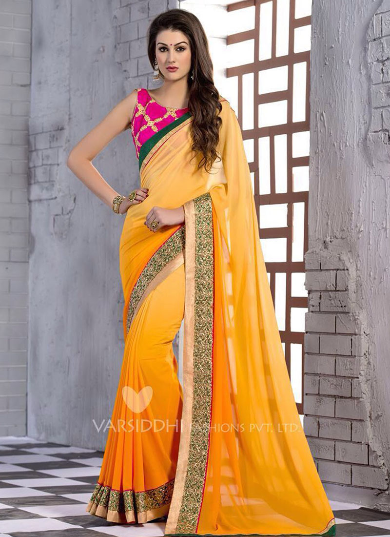 Mintorsi KalaSutra Mgenta and Orange 2104 Wedding Wear Georgette Saree at Zikimo