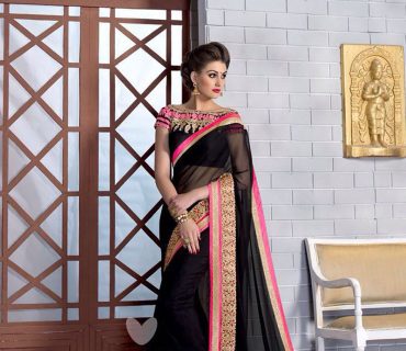 Mintorsi KalaSutraBlack and DeepPink2107 Wedding Wear Georgette Saree at Zikimo 1 Mintorsi KalaSutraBlack and DeepPink2107 Wedding Wear Georgette Saree at Zikimo