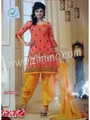 Zikimo 2004 Orange and Yellow Daily Wear Un-stitched Daily Wear Patiyala Suit