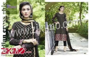 Zikimo Fiona Rukhsar1037 Black Georgette Un-stitched Party Wear Pakistani Suit