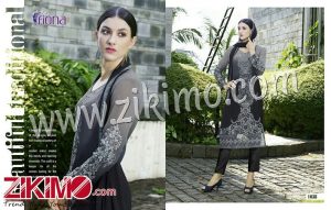Zikimo Fiona Rukhsar1038 Grey and Black Georgette Un-stitched Party Wear Pakistani Suit