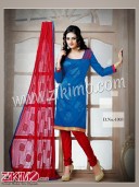 Zikimo Saiyara 1003 Teal Blue and Red Chudidar Daily Wear Suit