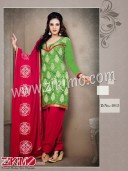 Zikimo Saiyara 1013 Green and Red Chudidar Daily Wear Suit
