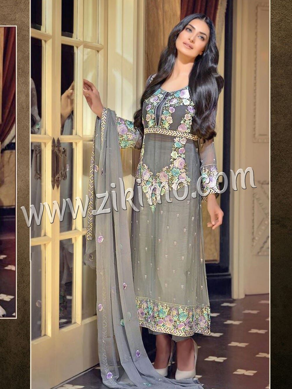 Sanobar 2025 GrayBrown and OffWhite Party Wear Faux Georgette Desiner Suit