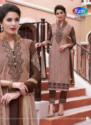 CoffeeBrown 1008 Daily Wear Un-stitched Cotton Straight Suit at zikimo