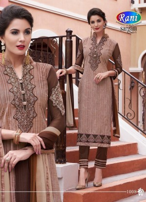 CoffeeBrown 1008 Daily Wear Un-stitched Cotton Straight Suit at zikimo